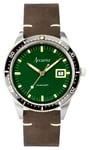 Accurist 72000 Dive Mens | Green Dial | Brown Leather Strap Watch