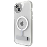 ZAGG Crystal Palace Snap iPhone 15 Plus Clear Phone Case w/Built-in Kickstand - Drop Protection (13ft/4m), Durable Graphene, Anti-Yellowing, and Scratch-Resistant MagSafe Phone Case