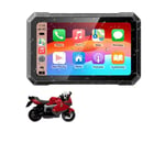 Motorcykel GPS-navigator, Trådløs Apple Carplay, Vandtæt IPX7-skærm, sort