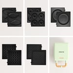 CREATE/STONE STUDIO/Appareil à croque-monsieur Vert pastel / 5 plaques interchangeables: Sandwich-grill, Gaufre, Taiyaki, Pancakes et Donuts, antiadhésif, ouverture à 100º, arrêt automatique, 600W
