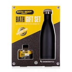 Accentra BATH + BODY TOOLKIT Coffret cadeau pour homme avec bouteille isotherme en acier inoxydable – Kit d'entretien pour homme avec gel douche et gel douche 140 ml au design cool