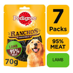 7 X 70g Pedigree Ranchos Meat Adult Dog Treats With Lamb Dog Chews (490g)