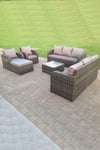 Wicker Garden Furniture Set Lounge Sofa Reclining Chair Outdoor Big Footstools  9 Seater