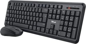 Trust Ymo Wireless Keyboard and Mouse Set, QWERTY UK Layout, Silent Black 