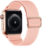 Leishouer Adjustable Stretchy Bands Compatible with Apple Watch Straps 38mm 40mm 42mm 44mm,Elastic Solo Loop Braided Nylon Sport Replacement Straps for iWatch Series 6/5/4/3/SE,38mm/40mm,Pink Sand