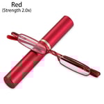 Smala Läsglasögon Slim Läsglasögon RÖD STYRKA 2.0X röd red Strength 2.0x