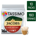 Tassimo Coffee Pods Jacobs Cafe Au Lait 10 Packs (Total 160 Drinks)