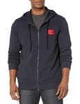 Hugo Boss Men's Regular Fit Square Logo Jersey Hooded Zip Up Sweatshirt, Skycaptain Navy, XL