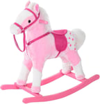 Toddler Rocking Pink Horse Ride On Plush Rocker Wooden Base Toy Sounds Handlebar