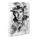 Clint Eastwood (1) V3 Canvas Print for Living Room Bedroom Home Office Décor, Wall Art Picture Ready to Hang, 30 x 20 Inch (76 x 50 cm)