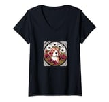 Womens Beagles Art Floral Beagle V-Neck T-Shirt