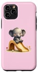 iPhone 11 Pro Pink Adorable Elephant on Slide Cute Animal Theme Case