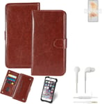 CASE FOR Huawei Mate 50 BROWN + EARPHONES FAUX LEATHER PROTECTION WALLET BOOK FL
