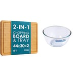 Premium Organic 2-in-1 Extra-Large Wooden Chopping Board & Serving Tray – 44x30x2cm & Pyrex Glass Bowl 3.0L, Pack of 1