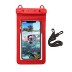 KLAYOVE Waterproof Phone Case,Universal Waterproof Cell Phone Pouch Dry Bag for iPhone 14 13 12 11 Pro Pro Max XS XR X, Galaxy S21 Pixel 8 Plus Samsung Huawei P40 Mate 40 up to 7 inch Red