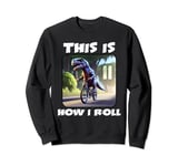 11 Year Old Birthday Party T-Rex Dinosaur Riding a Bike Kids Sweatshirt