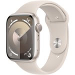 Apple Watch Series 9 (GPS) 45mm - Starlight Aluminium Case with Starlight Sport Band - S/M (Fits 140mm to 190mm Wrists)
