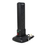 PRO ELEC PELB1875 10 Way Surge Protected Switched Tower Extension Lead with USB, Black