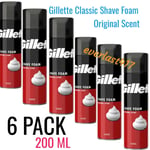 Gillette Shave Foam Original Scent,  Hydrates to soften hair, 200ML , 6 Pack
