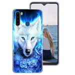 Pnakqil Blackview A80 Pro Case Clear Transparent with Pattern Cute Silicone Shockproof Soft Gel TPU Ultra Thin Rubber Protective Back Phone Case Cover for Blackview A80 Pro, Wolf 01