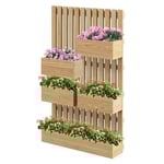 Trähögbädd, justerbar växtbädd med spaljé, kallram, trädgårdsbädd, blomlåda, växtlåda, 60 x 16 x 100 cm för trädgård, balkong, t