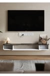 Floating TV Unit Wall Mount TV Cabinet Shelves Modern Storage