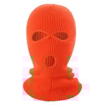 Vinter Helansikte Mask Tre-håls Balaclava Stickad Hatt Hals Damask - Fluorescent Orange