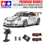 TAMIYA RC 47429 Porsche 911 GT3 (TT-01E) 1:10 Premium Wheel Radio RC Car Bundle