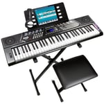 RockJam Electric Keyboard Piano 61 Key Piano Kit Keyboard Bench,Stand,Headphones