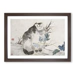 Big Box Art Fat Cat by Ren Yi Framed Wall Art Picture Print Ready to Hang, Walnut A2 (62 x 45 cm)