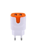 Colour USB Mains Adaptor for Alcatel 1 2019 Smartphone Tablet Dual Wall Socket 2 Ports AC Charge (Orange)