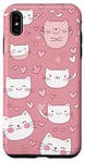 Coque pour iPhone XS Max Cute cats Pink Hearts Love Cat Pattern Phone Cover
