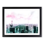 Central Park & New York City In Abstract Modern Art Framed Wall Art Print, Ready to Hang Picture for Living Room Bedroom Home Office Décor, Black A3 (46 x 34 cm)