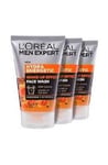3 x L'Oreal Men Expert Hydra Energetic  Wake-up-effect Face Wash 100ml EACH