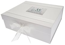 WHITE COTTON CARDS 55th Emerald Anniversary Memories of This Year, Large Keepsake Box, Glitter & Words, Wood, 27.2x32x11 cm