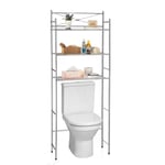 Idimex - Etagère de salle de bain marsa meuble de rangement au-dessus des toilettes wc ou lave-linge avec 3 tablettes, en métal chromé - Chromé