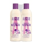 Aussie Miracle Repair Shampoing - Répare Les Cheveux Secs Et Abîmés, Sans Silicone, 2x300 ml