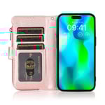 Plånboksfodral med Dragkedja - Fodral till iPhone 15 Rosa guld
