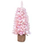 90cm Mini konstgjord julgran med snö & Cementbas julgran Chirstbaum rosa
