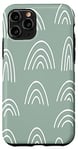 iPhone 11 Pro Rainbow Line Art Abstract Aesthetic Pattern Sage Green Case