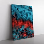Battling The Sun Abstract Teal, Blue, Brown Canvas Wall Art Print Ready to Hang, Framed Picture for Living Room Bedroom Home Office Décor, 76x50 cm (30x20 Inch)
