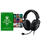 Xbox Logitech G Pro X Casque Gaming Over-Ear avec Micro Blue VO!CE + + Abonnement Game Pass pour PC 3 Mois | Win 10 PC - Code Jeu à télécharger
