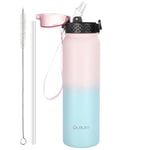 OLDLEY Bouteille d'eau en Acier Inoxydable avec Paille 1L Isotherme Sous Vide Grande gourde en Métal Étanche Garder les Boissons au Chaud et au Froid pour Vélo Camping Sports Gym Adulte Femme Homme