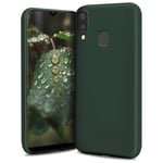 Moozy Lifestyle. Designed for Samsung A40 Case, Dark Green - Liquid Silicone Lightweight Cover with Matte Finish and Soft Microfiber Lining, Premium Silicone Case