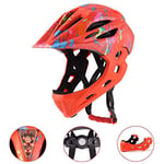 DUDUCHUN Kids Helmet,Full Face Bicycle Helmet Adjustable Detachable Helmet with Rear Light and 16-Hole Breathable Helmet,for 5-14 Years Teens Helmet Sports Gear,A,43~54cm