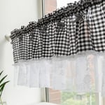 106x45cm Svarta Cafe Köksgardiner, Voile Draperingar, Lantlig Stil Bistro Gardiner, Rutigt Gi