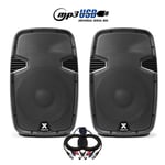 Pair of Vonyx 12" Active Powered DJ Speakers PA System Disco Party 1200 Watts