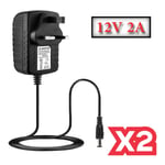 2 x 2A AC/DC UK Power Supply Adapter Safety Charger For LED Strip CCTV Camera UK