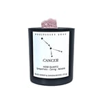Positivity Shop - Bougie signe du zodiaque Cancer - Pierre précieuse de quartz rose - Ambre et bois de santal