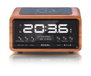 Bedside DAB/FM Radio with Wireless Phone Charging and Alarm - Roxel Nod - Walnut